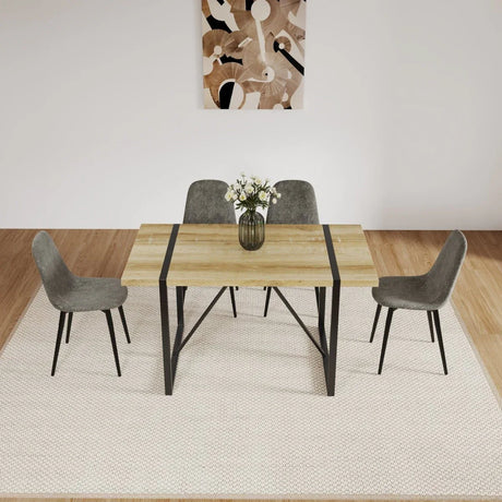 Mid-Century Modern MDF 5-Piece Dining Table Chair Set - Omega Lifestyles