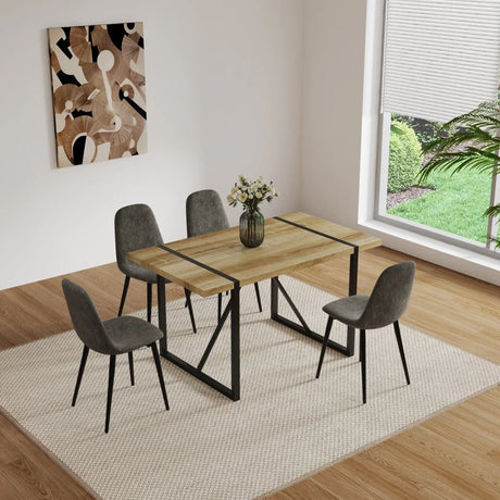 Mid-Century Modern MDF 5-Piece Dining Table Chair Set - Omega Lifestyles