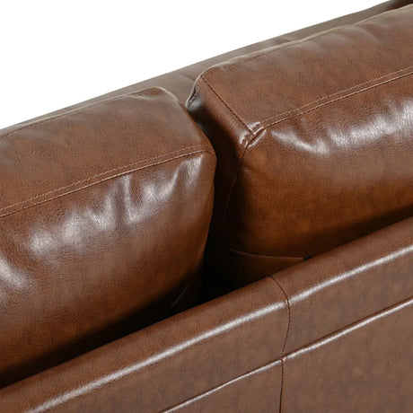 Mid-Century Modern PU Leather 3-Seat Sofa With Pillows - Omega Lifestyles