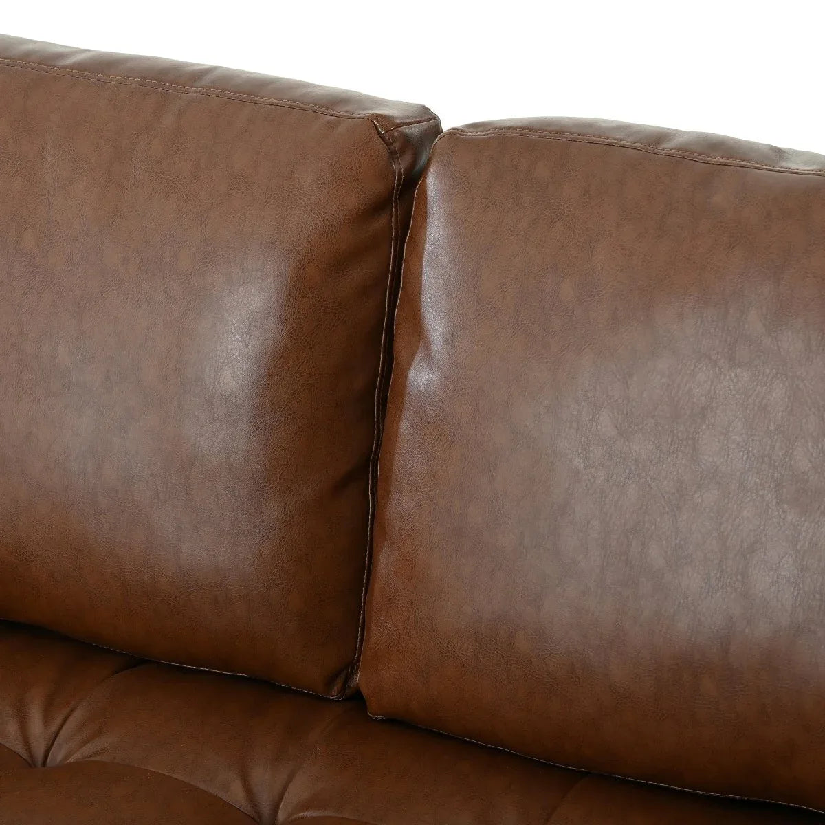 Mid-Century Modern PU Leather 3-Seat Sofa With Pillows - Omega Lifestyles