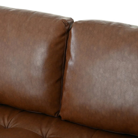 Mid-Century Modern PU Leather 3-Seat Sofa With Pillows - Omega Lifestyles