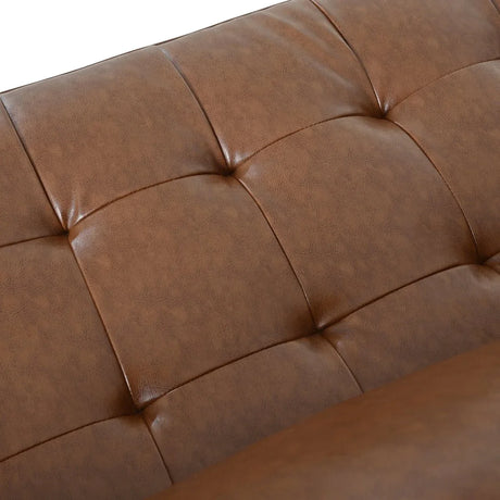 Mid-Century Modern PU Leather 3-Seat Sofa With Pillows - Omega Lifestyles