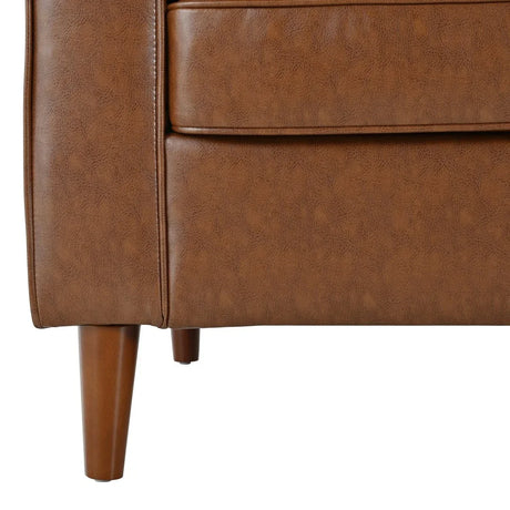 Mid-Century Modern PU Leather 3-Seat Sofa With Pillows - Omega Lifestyles