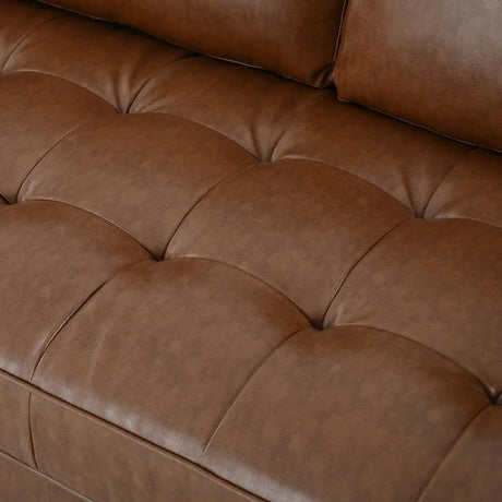 Mid-Century Modern PU Leather 3-Seat Sofa With Pillows - Omega Lifestyles