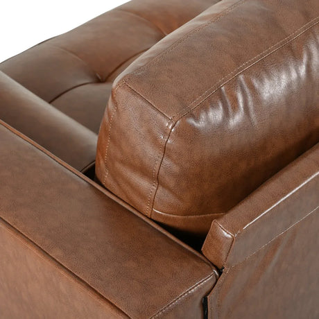 Mid-Century Modern PU Leather 3-Seat Sofa With Pillows - Omega Lifestyles