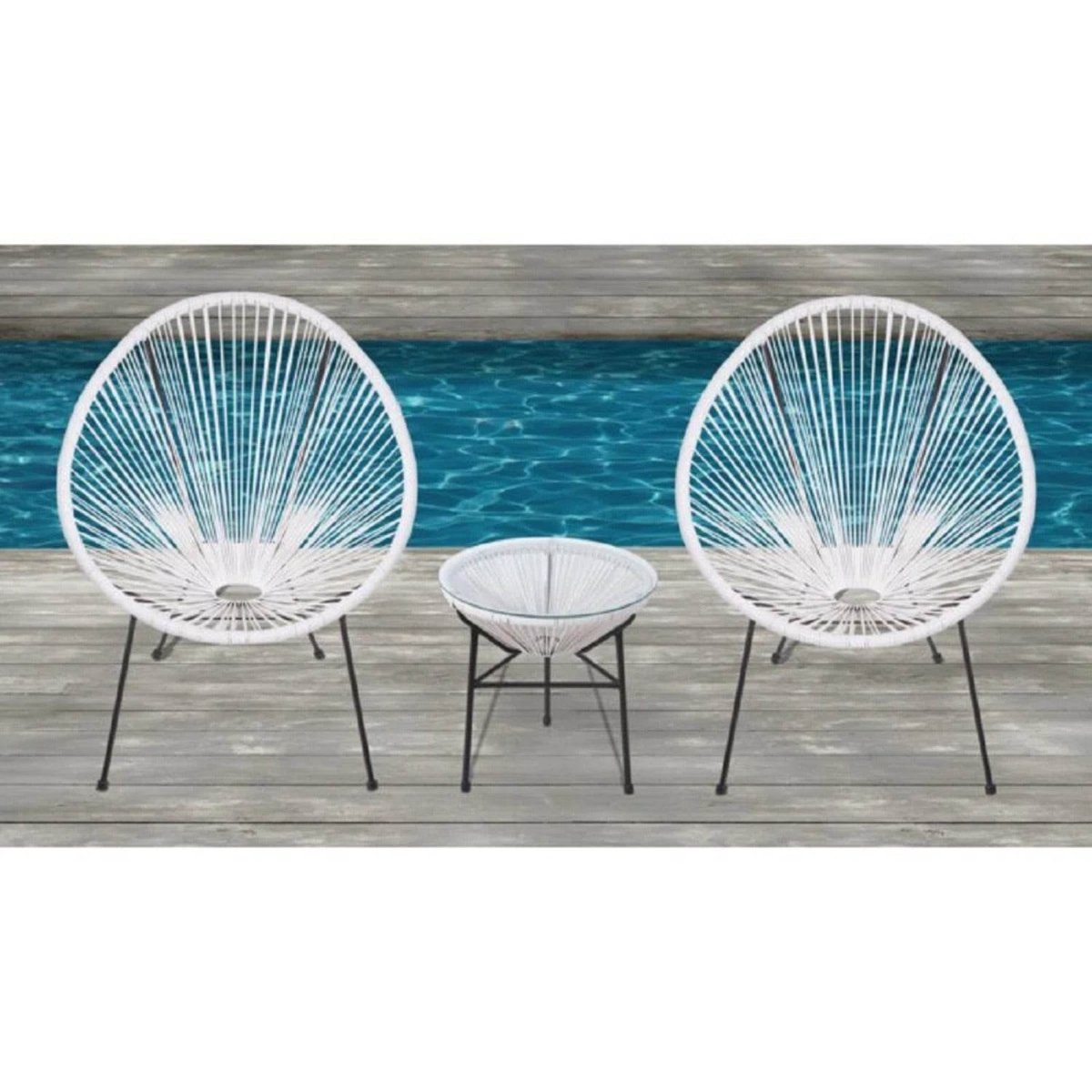 Mid - Century Outdoor 2 - Person Rattan Conversation Set - Driftwood - Omega Lifestyles
