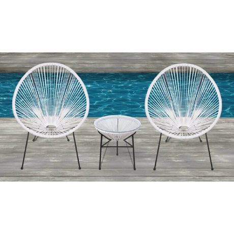 Mid - Century Outdoor 2 - Person Rattan Conversation Set - Driftwood - Omega Lifestyles