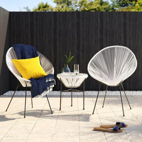 Mid - Century Outdoor 2 - Person Rattan Conversation Set - Driftwood - Omega Lifestyles