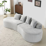 Minimalist Curved Flannelette 4-Seat Light Grey Sofa - Omega Lifestyles