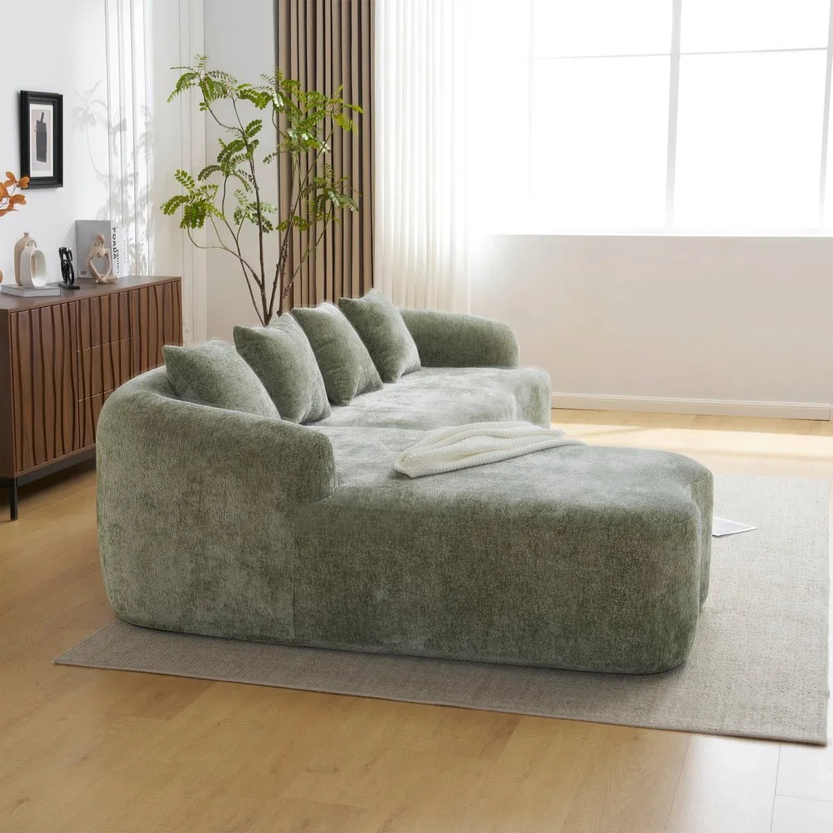 Minimalist Green L-Shape Sectional Sofa With Chaise - Omega Lifestyles