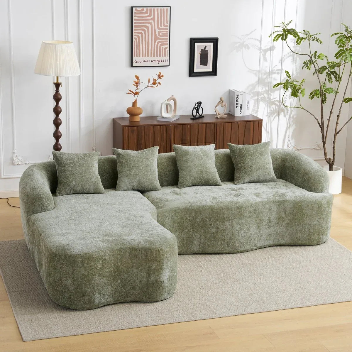 Minimalist Green L-Shape Sectional Sofa With Chaise - Omega Lifestyles