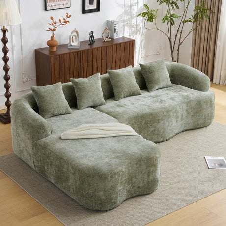 Minimalist Green L-Shape Sectional Sofa With Chaise - Omega Lifestyles