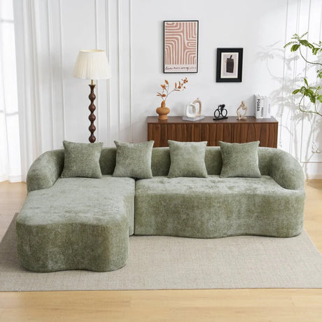 Minimalist Green L-Shape Sectional Sofa With Chaise - Omega Lifestyles