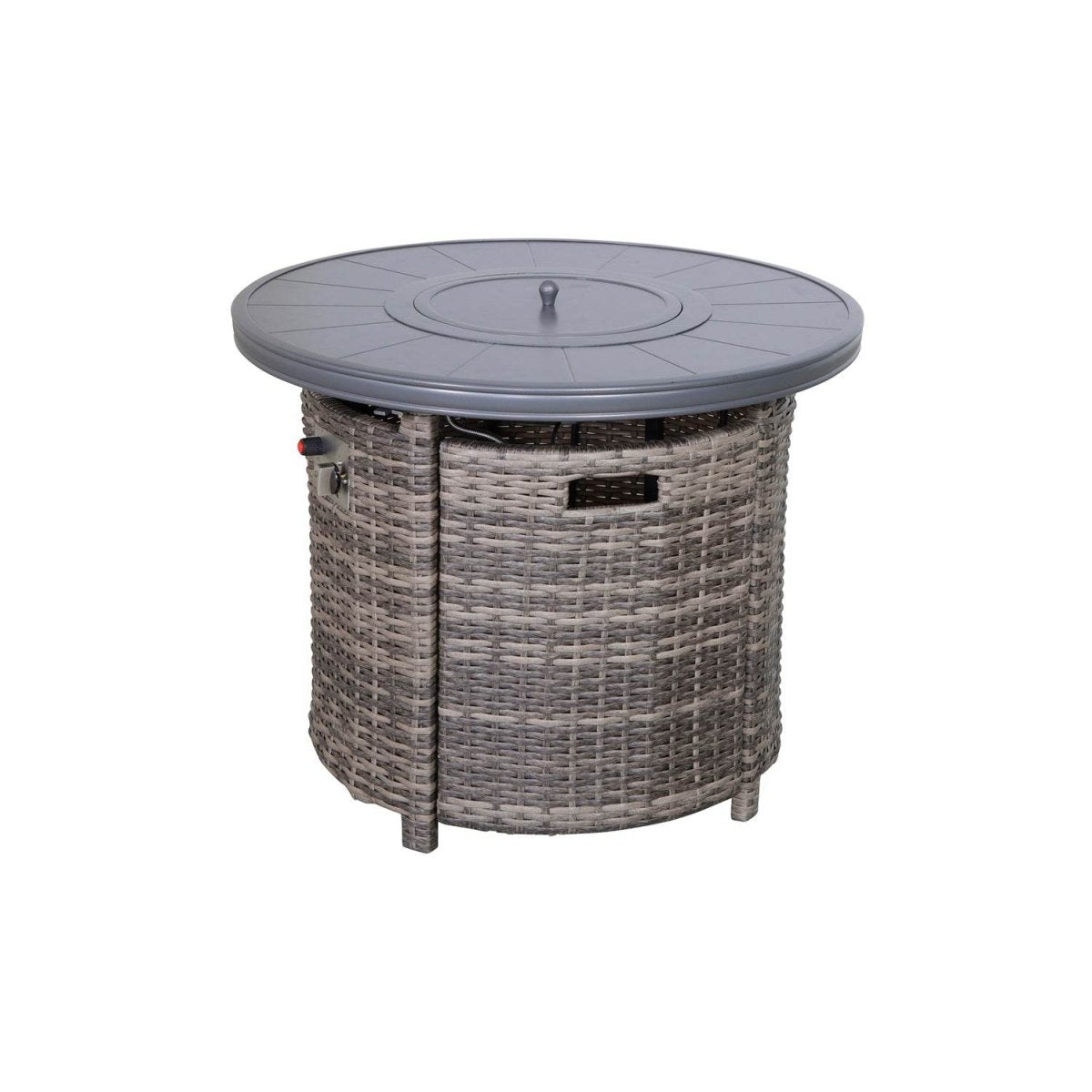 Mixed Gray Rustproof Aluminum Outdoor Fire Pit Table With Lid - Driftwood - Omega Lifestyles