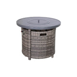 Mixed Gray Rustproof Aluminum Outdoor Fire Pit Table With Lid - Driftwood - Omega Lifestyles