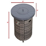 Mixed Gray Rustproof Aluminum Outdoor Fire Pit Table With Lid - Driftwood - Omega Lifestyles