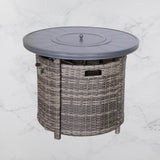 Mixed Gray Rustproof Aluminum Outdoor Fire Pit Table With Lid - Driftwood - Omega Lifestyles