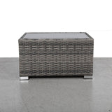 Mixed Grey Weather - Resistant Wicker Aluminum Outdoor Side Table - Driftwood - Omega Lifestyles