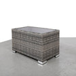 Mixed Grey Weather - Resistant Wicker Aluminum Outdoor Side Table - Driftwood - Omega Lifestyles