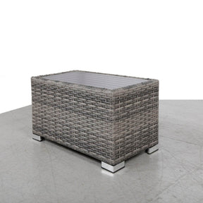 Mixed Grey Weather-Resistant Wicker Aluminum Outdoor Side Table - Omega Lifestyles