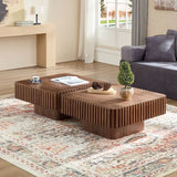 Modern 36-Inch Square Walnut Wood Veneer Coffee Table - Omega Lifestyles