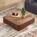 Modern 36-Inch Square Walnut Wood Veneer Coffee Table - Omega Lifestyles