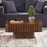 Modern 36-Inch Square Walnut Wood Veneer Coffee Table - Omega Lifestyles