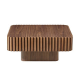 Modern 36-Inch Square Walnut Wood Veneer Coffee Table - Omega Lifestyles