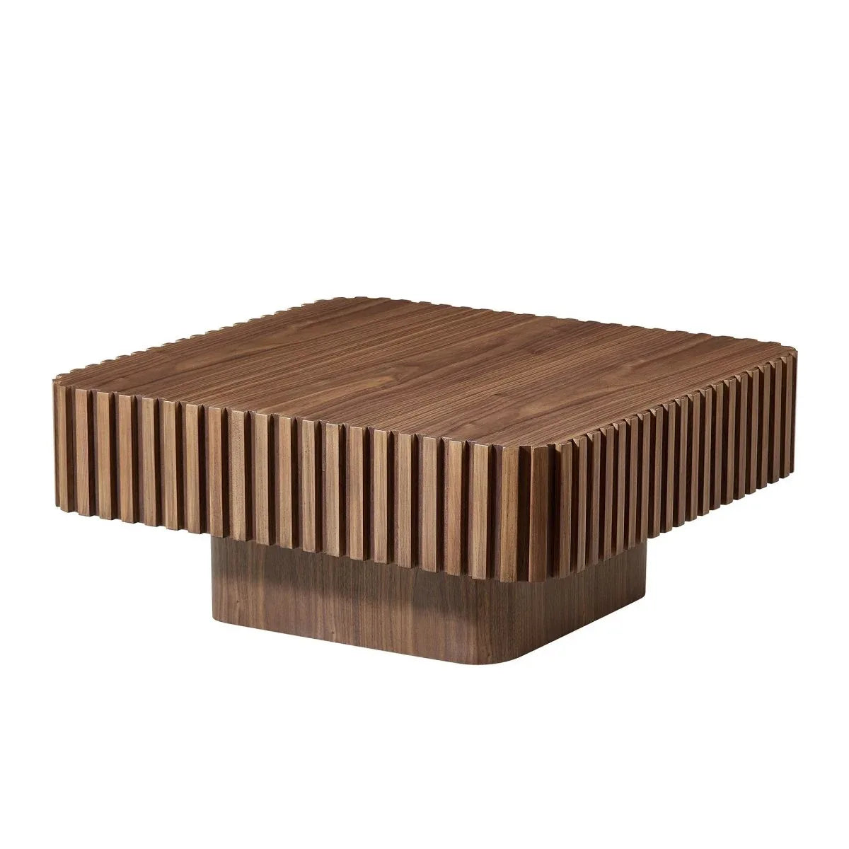 Modern 36-Inch Square Walnut Wood Veneer Coffee Table - Omega Lifestyles