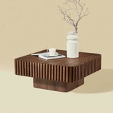 Modern 36-Inch Square Walnut Wood Veneer Coffee Table - Omega Lifestyles