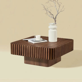 Modern 36-Inch Square Walnut Wood Veneer Coffee Table - Omega Lifestyles