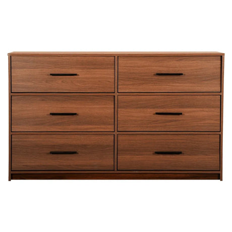 Modern 6-Drawer Fabric Dresser With Walnut Finish - Omega Lifestyles