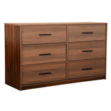 Modern 6-Drawer Fabric Dresser With Walnut Finish - Omega Lifestyles