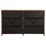 Modern 6-Drawer Fabric Dresser With Walnut Finish - Omega Lifestyles