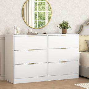 Modern 6-Drawer White Particle Board Dresser - Omega Lifestyles