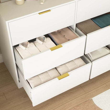 Modern 6-Drawer White Particle Board Dresser - Sleep Galleria