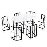 Modern 7-Piece Dining Table Set With Six Chairs - Omega Lifestyles