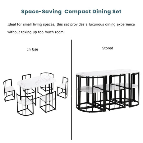 Modern 7-Piece Dining Table Set With Six Chairs - Omega Lifestyles