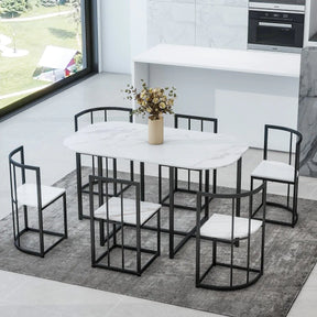 Modern 7-Piece Dining Table Set With Six Chairs - Omega Lifestyles