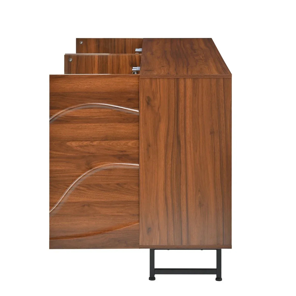 Modern Art Wave Relief MDF Sideboard With Iron Legs - Omega Lifestyles