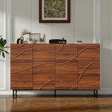 Modern Art Wave Relief MDF Sideboard With Iron Legs - Omega Lifestyles