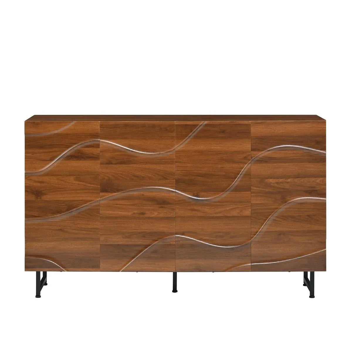 Modern Art Wave Relief MDF Sideboard With Iron Legs - Omega Lifestyles