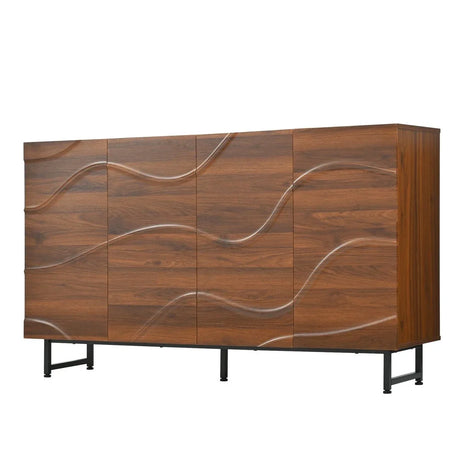 Modern Art Wave Relief MDF Sideboard With Iron Legs - Omega Lifestyles