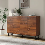 Modern Art Wave Relief MDF Sideboard With Iron Legs - Omega Lifestyles
