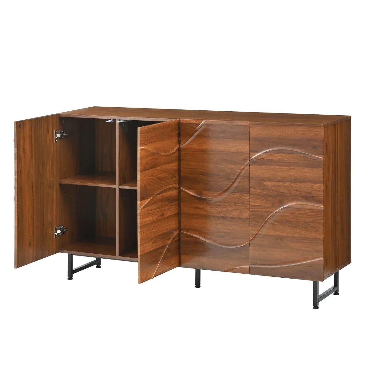 Modern Art Wave Relief MDF Sideboard With Iron Legs - Omega Lifestyles