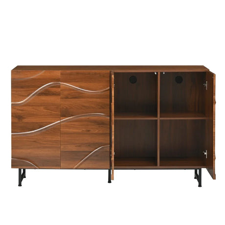 Modern Art Wave Relief MDF Sideboard With Iron Legs - Omega Lifestyles