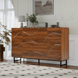 Modern Art Wave Relief MDF Sideboard With Iron Legs - Omega Lifestyles