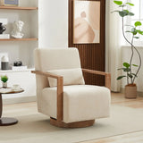 Modern Beige Linen Blend Swivel Accent Chair With Armrests - Omega Lifestyles