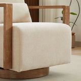 Modern Beige Linen Blend Swivel Accent Chair With Armrests - Omega Lifestyles