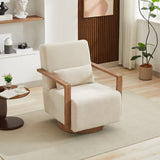 Modern Beige Linen Blend Swivel Accent Chair With Armrests - Omega Lifestyles